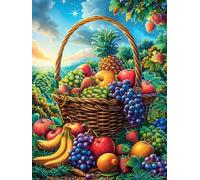 Panier de fruits débordant dans un jardin 500 Pièces Puzzle Amateur D'Art En Carton Anti-Déchirure Rêve magique de science-fiction Difficile Niveau Expert Décoration Murale Salon Idée Cadeau Saint Val