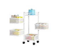 Panier De Fruits Et Légumes Rotatif, Support De Rangement Carré De Cuisine, Support De Stockage De Fruits Rotatif, Chariot De Rangement Pour Cuisine Avec 4 Roues - 4 ÉTagèRe En Carré Panier Blanc