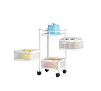 Panier De Fruits Et Légumes Rotatif, Support De Rangement Carré De Cuisine, Support De Stockage De Fruits Rotatif, Chariot De Rangement Pour Cuisine Avec 4 Roues - 3 ÉTagèRe En Carré Panier Blanc
