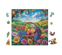 Panier de Fruits Harvest 100 Pièces Puzzle Amateur d'art en Carton Anti-Déchirure Difficile Niveau Expert Décoration Murale Salon Idée Cadeau Saint Valentin 28x28cm