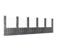 Panier de Gabion en Forme de U avec 2 Poteaux Fer 140x20x100 cm Jardin vidaXL