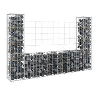 Panier de Gabion en Forme de U avec 2 Poteaux Fer 140x20x100 cm Jardin vidaXL
