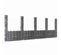 Panier de Gabion en Forme de U avec 2 Poteaux Fer 140x20x100 cm Jardin vidaXL