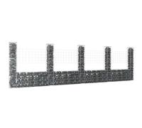 vidaXL Panier de Gabion en Forme de U avec 5 Poteaux Mur de Soutènement Barrière de Jardin Patio Projets de Jardinage 151285
