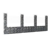 Panier de Gabion en Forme de U avec 2 Poteaux Fer 140x20x100 cm Jardin vidaXL