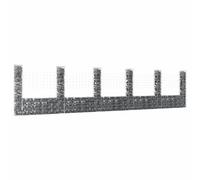 Panier de Gabion en Forme de U avec 2 Poteaux Fer 140x20x100 cm Jardin vidaXL
