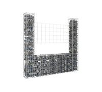 vidaXL Panier de gabion en forme de U en fer avec 2 poteaux 140x20x150 cm Argenté