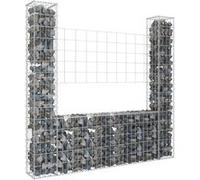 vidaXL Panier de gabion en forme de U en fer avec 2 poteaux 140x20x150 cm Argenté