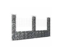 Panier de Gabion en Forme de U avec 3 Poteaux Mur de Soutènement Barrière de Jardin Patio Projets de Jardinage 151283