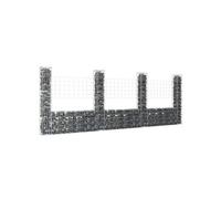 vidaXL Panier de gabion en U 4 poteaux fer 380x20x150 cm Mur de soutènement