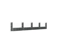vidaXL Panier de gabion en forme de U 5 poteaux fer 500x20x100 cm Argenté