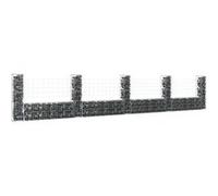 vidaXL Panier de gabion en forme de U 5 poteaux fer 500x20x100 cm Argenté