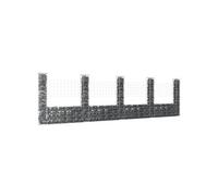 vidaXL Panier de Gabion en Forme de U avec 5 Poteaux Mur de Soutènement Barrière de Jardin Patio Projets de Jardinage 151285