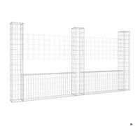 Panier de gabion en forme de U - vidaxl - 260x20x150 cm - Argenté - Acier galvanisé - Diamètre du fil 3,5 mm