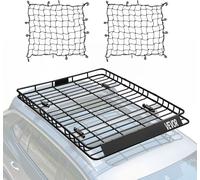 VEVOR Porte-Bagage pour Voiture, 1630 x 1270 x 105 mm, Panier de Toit Universel en Acier allié antirouille, avec Deux Filets de 900 x 1000 mm, clôture de 10,4 cm, Charge de 68 kg, pour SUV, Camion