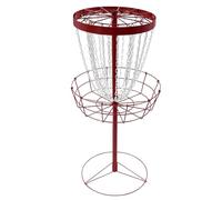 Panier de golf Disc Golf, mini panier de golf à disque, cible portable, disque de golf, panier de pratique de golf, avec 4 piquets, Rouge et argent., /