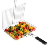 Panier de gril portable, poignée amovible, acier inoxydable 304, filet de grillage, accessoires de barbecue, outils pour légumes, crevettes, poissons, cuisine en plein air, camping, cadeaux