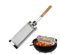 Pãnier de Gril pour Camping - Tambour Roulant en Acier Inoxydable, Accessoire de Cuisine Extérieur Portable pour Légumes, Cage Cylindrique Emboîtable avec Conception en Maille | Ustensile de Voyage