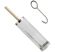 Panier de gril rotatif multi-usage, antiadhésif, facile à nettoyer, crochet de suspension avec poignée en bois, idéal pour la viande, le poisson, les légumes, panier de barbecue rotatif avec crochet