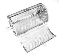 Panier de gril roulant en acier inoxydable - Rotation à 360° pour une cuisson uniforme - Rôtissoire portable pour poissons et légumes pour le camping - Outils de barbecue d'extérieur 14 x 18 cm