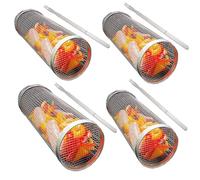 Panier de gril roulant Panier de gril cylindrique en acier inoxydable avec fourchette de gril, BBQ Rouleau de gril Panier de gril Grill Rack Griller des légumes,
