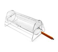 Panier de gril roulant, panier de gril roulant en maille métallique pour l'extérieur avec poignée et support, outils barbecue pour griller des légumes et du poisson-argent, paniers pour l'extérieu