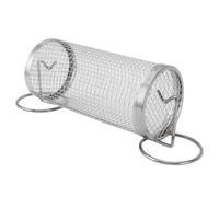 Panier de Grill à Bylindre en Treillis Métallique en Acier Inoxydable avec Supports,Un Barbe à Barrage de Barbeage en Barbeage pour Le Camping en Plein Air, Les Pique Niques (Small)