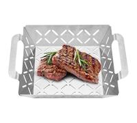 Panier de grill, outil de cuisson en acier inoxydable, conception de filet épaissis perforée, résistant à la chaleur facile, grande capacité, excellent pour le barbecue en plein air, les légumes, la v