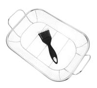 Panier de Grillade Barbecue Carré en Acier Inoxydable, Multifonction | Poignée, Panier Égouttoir, Usage Extérieur, Facile à Nettoyer, Robuste, pour Cuisson et Service