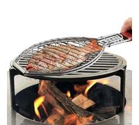 Panier de grillade de poisson en acier inoxydable, fort gril câblé en acier inoxydable avec poignée, parfait pour les légumes de grillade, les poissons, les crevettes, les accessoires de barbecue