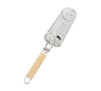 Panier de grillade roulant, en acier inoxydable avec manche en bois. | Voici la traduction directe en français :Outils de barbecue emboîtables Accessoires de grill Ustensiles de cuisson pour