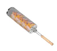 Panier de grille-gril roulable en filet de grill avec une brochette rotative, tube de réseau grillé | Panier de torréfaction ronde portable pour légumes, poulet, poisson, accessoires de grillades pour