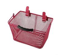 Panier de guidon de vélo pour enfant, matériau en fer avec renfort inférieur, panier portable avec sangle de fixation pour vélo pour enfants (rose)