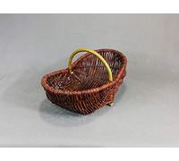 Panier de jardin en osier, panier de champignons, panier de légumes ou de fruits - saule non pelé - 36 x 21 x H 10/20 cm