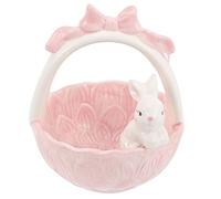 Panier De Lapin De Pâques Décoratif En Céramique Décoration De Bureau Petite Figurine 12 5 X 12 5 X 15 Cm