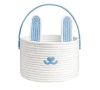 Panier De Lapin De Pâques - Panier De Pâques, Corde De Coton Tissée À La Main, Grande Chasse Aux Œufs De Stockage De Bonbons, Jolie Poignée Colorée, Ensemble De Sacs Cadeaux De Transport | Décor De Va