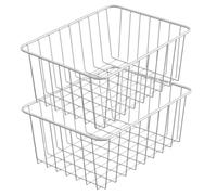 Panier de levage de cuisine, 2pcs Organisateur de congélateur à coffre en fil métallique en acier inoxydable, Paniers de congélation rectangulaire empilables pour congélateur droit, maison, bureau