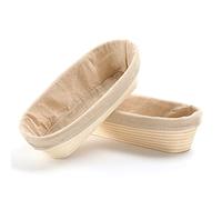 Lot de 2 paniers de levain, en rotin naturel, ovale banneton, pour pâte à pain, pizza et pâtisserie 29,5 cm