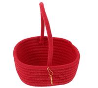 Panier de Mariage Rouge à Poignée, Grand Format, Coton Fil, Rangement | Décor Festif Classique, Grosse Capacité pour Bonbons et Chocolat, Usage Cérémonie Chinoise