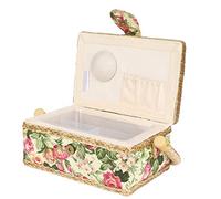 Panier de Ménage Tissu, Artisanat à la main Panier à Coudre, Fil Aiguille Boîte de Rangement avec Poignée pour Tissu Art (Jardin rose)
