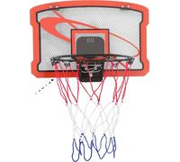 Panier de mini-basket pour enfants, montage mural et montage sur porte, tableau de score à LED, deux modes de jeu, rouge