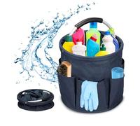 Panier de Nettoyage avec Poignée, Panier pour Produit de Nettoyage, Organiseur de Nettoyage avec 6 Poches, Sac de Nettoyage Preuve L'eau Pliable, Facile à Nettoyer et à Transporter, 28x28x28cm