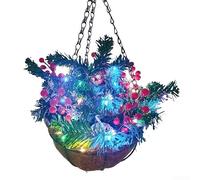 Panier de Noël à suspendre avec branches givrées - Décoration de vacances pour intérieur et extérieur - Jardinières vertes 45 x 40 x 20 cm (45 x 40 x 20 couleurs)