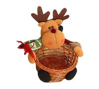 Panier de Noël avec Peluche Père Noël Bonhomme de Neige Élan pour Bonbons Biscuits Friandises, Corbeille de Fruit Corbeille à Pain pour Noël Fête Décoration de Table Chambre Club
