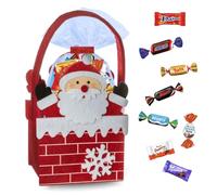 Panier de Noël garni de 60 bonbons au chocolat Célébrations, Milka, Kinder Schokobons et Mini Bueno, Daim | Pour Gâter les gourmands à Noël