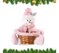 Panier De Noël Générique | Conteneur De Fruits Créatif Avec Gnome En Peluche | Mignon Panier Tressé En Rotin Dessin Animé, 10,63x6,69x6,69 Pouces De Bonhomme De Neige Avec Renne S