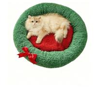 Panier de Noël pour Chat, Panier Chaud en Forme de Sapin de Noël pour Chats d'intérieur et Petits Chiens, Niche Douillette Lavable, Style Chaussette Ronde, jusqu'à 7 kg(Round dimple S)