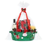Panier de Noël vide pour cadeaux de 12 pouces, créez le kit avec grand sac cadeau et panier en corde en coton tressé rouge et vert, boîte décorative pour cadeaux de Noël, fête,
