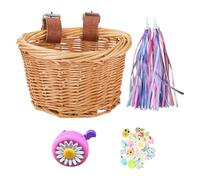 Panier de - Osier de pour Enfant, Ensemble de banderoles de Guidon | Autocollants de Cloche, Accessoire décoratif pour Filles, et garçons, Jeu en Plein air, sécurité amus