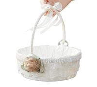 Panier de Pâques - Bac de rangement polyvalent, caisse à poignée pliable, nœud en ruban en tissu élégant | Magnifique seau de célébration, seau de bonbons pour friandises aux fruits, dans le jardin en